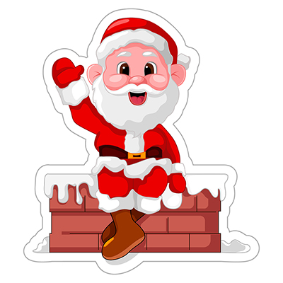 Santa claus is sitting on the house chimney