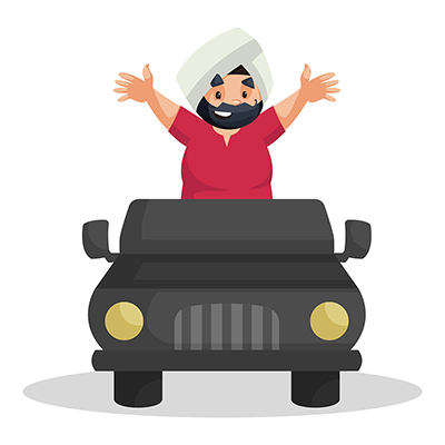 Sardar politician is standing in a jeep