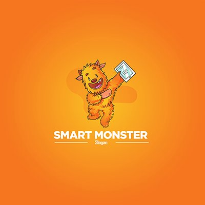 Smart monster vector mascot logo template