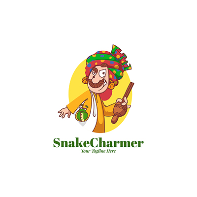 Snake charmer vector logo template design