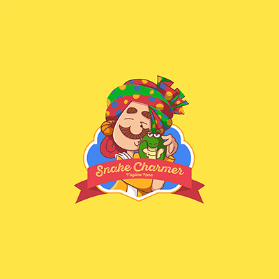 Snake charmer vector mascot logo template