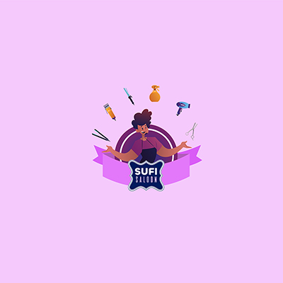 Sufi saloon vector mascot logo template