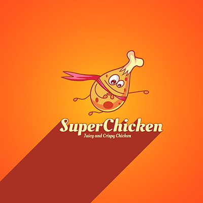 Super chicken vector mascot logo template