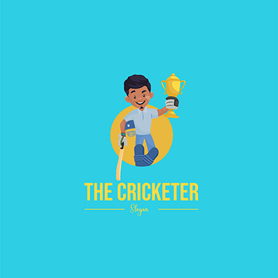The cricketer vector mascot logo template