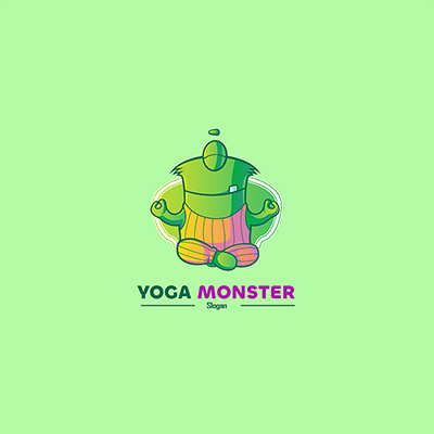 Yoga monster vector mascot logo template