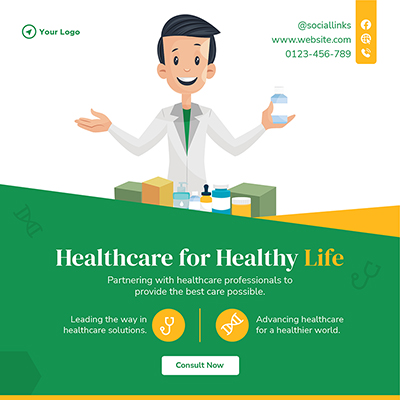 Banner template with healthcare services clinic