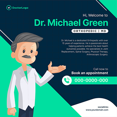 Banner template with orthopedic medical clinic