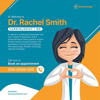 Cardiologist specialist doctor on banner template