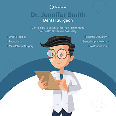 Dental care medical surgeon with banner template