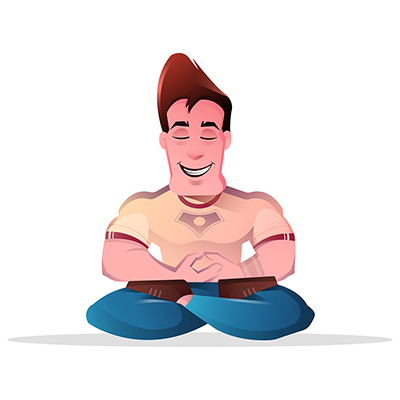 Fitness trainer is doing meditation