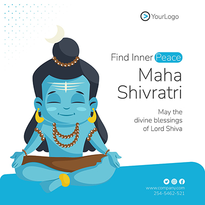 Hindu celebration maha shivratri card with banner template