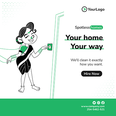 Housekeeping maid services for home banner template