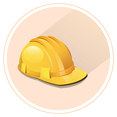 Illustration of hard hat worn in construction work