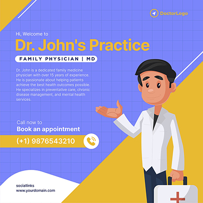 Template banner of family physician doctor