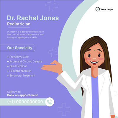 Template banner with pediatrician specialist clinic