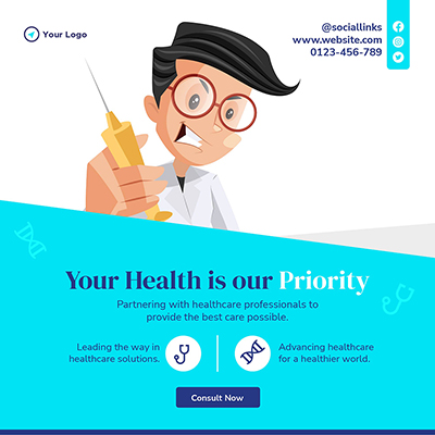 Banner post of healthcare medical services with template