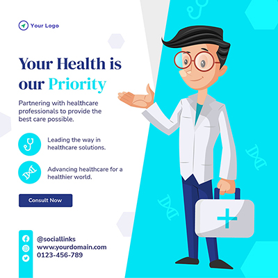 Banner post with healthcare medical services template