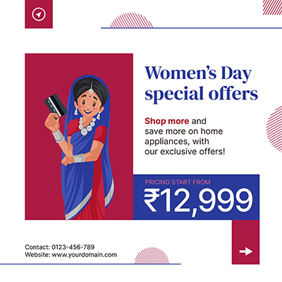 Banner template of womens day event special offers