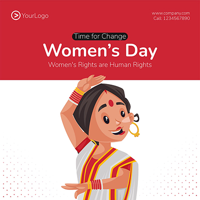 Banner template of womens day event with poster