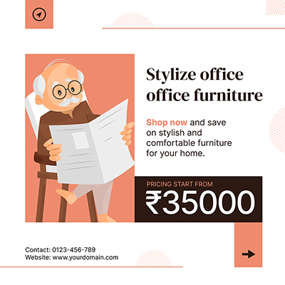 Banner template with office furniture style