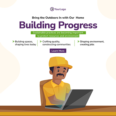 Building construction services banner poster template