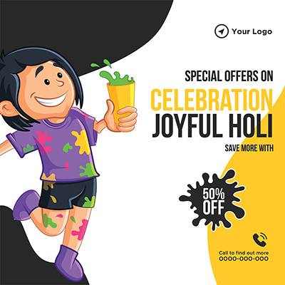 Celebrating holi indian festival banner template post