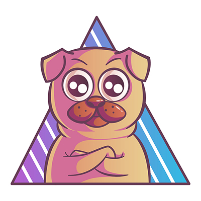 Character of cute pug dog with folding hands