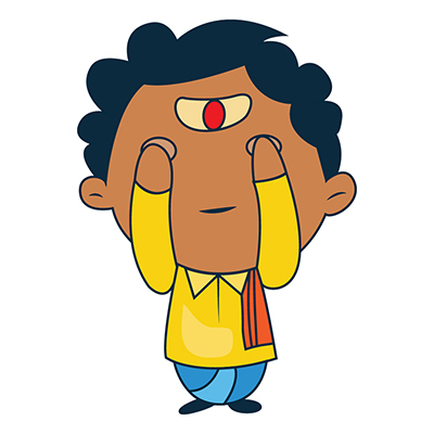Character of south indian man covering his eyes