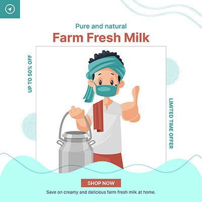 Farm fresh dairy milk service banner post template