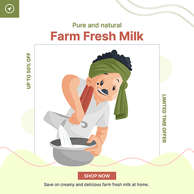 Farm fresh dairy milk service banner template