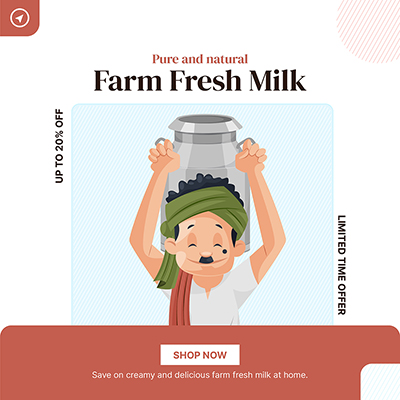 Farm fresh dairy milk service banner template poster