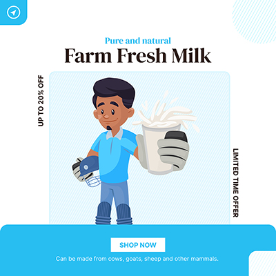 Fresh milk dairy product banner post template