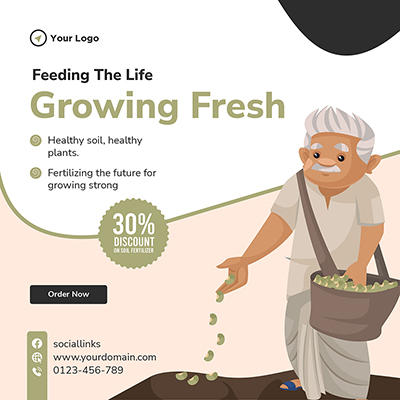 Growing fresh vegetables banner post template