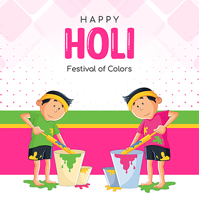 Happy holi cultural festival on template post banner