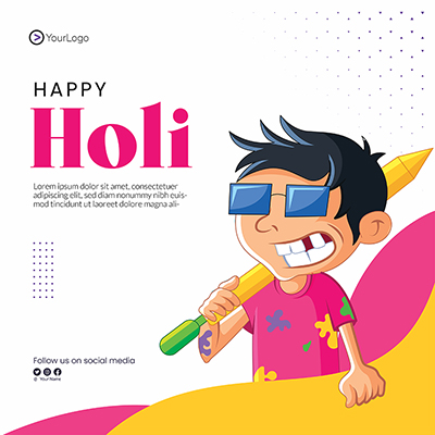 Happy holi cultural festival on the template banner