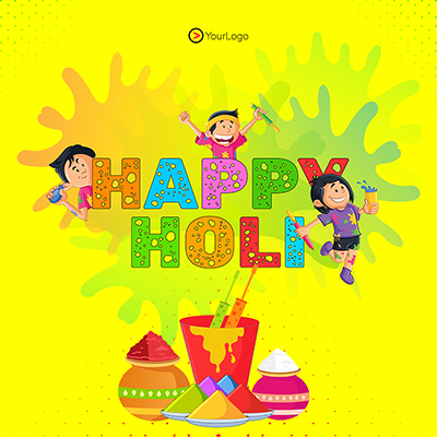 Happy holi cultural festival template banner post