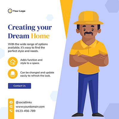 Home construction company banner post template