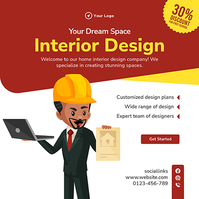 Home interior design company banner template post