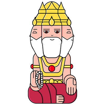 Illustration design of indian god brahma