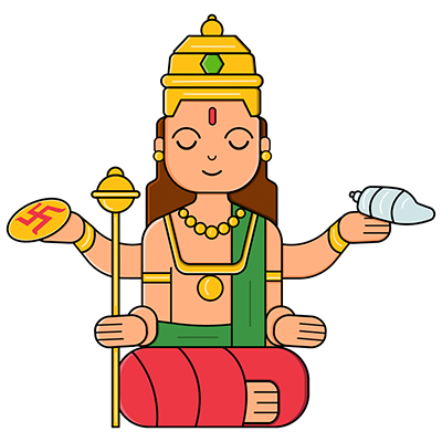 Illustration design of indian god vishnu