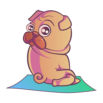 Illustration of cute pug dog in yoga pose