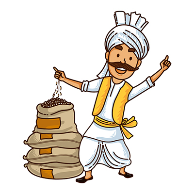 Illustration of indian haryanvi farmer with grain