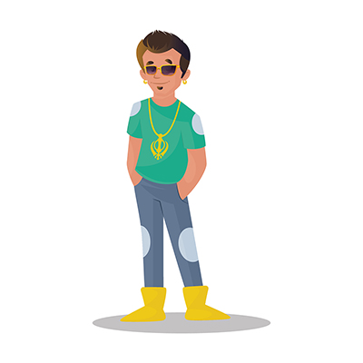 Indian boy is smiling with both hands in pockets