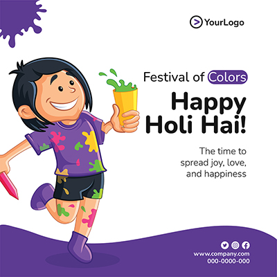 Indian celebration happy holi festival banner template
