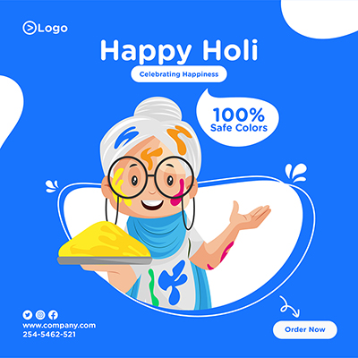 Indian celebration happy holi with template banner