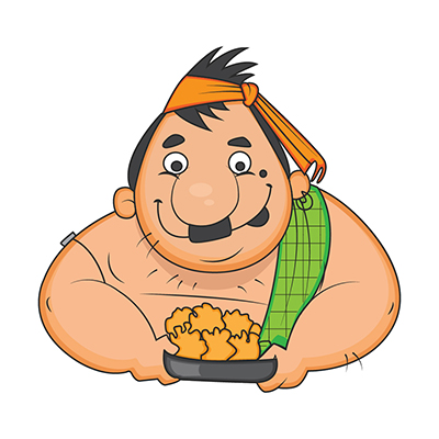 Indian confectioner character holding sweets in plate