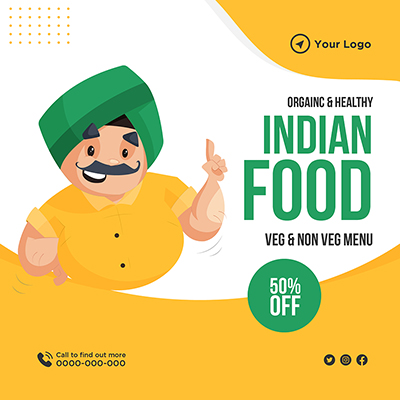 Indian food restaurant banner post template