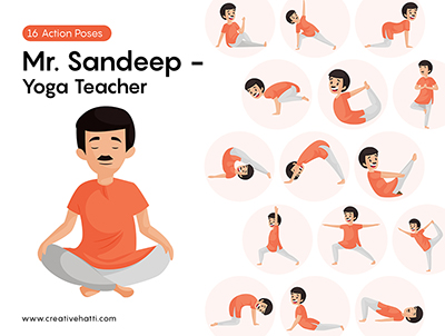 Mr Sandeep Indian Yoga Teacher Vector Bundle