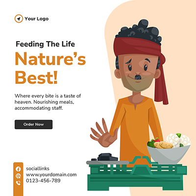 Natural vegetable selling services banner poster template