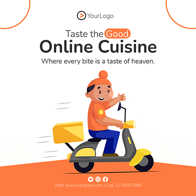Online cuisine order app banner template post